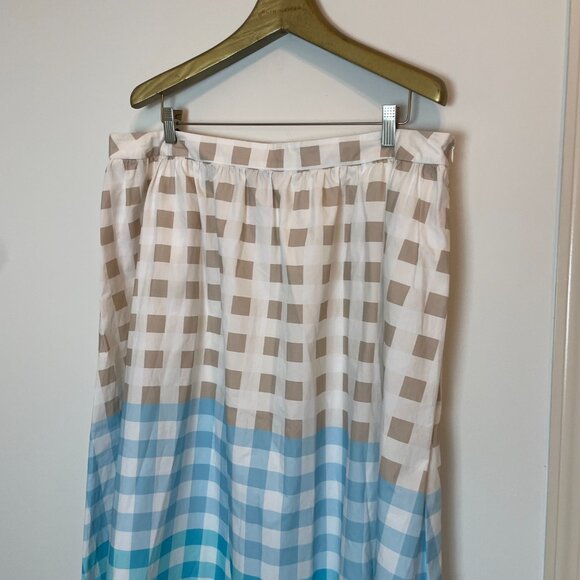 MING WANG Gingham Plaid A-Line Gathered Midi Skirt \\ XL - Picture 3 of 10